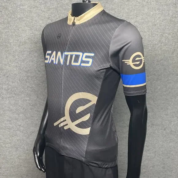 Mumu Mens Small Cycling Jersey Santos Tour Down Under AU Charcoal Ochre - Picture 6 of 9